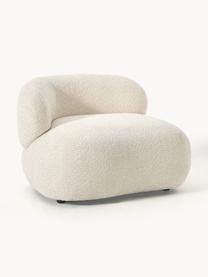 Loungefauteuil Alba uit teddy-bouclé, Bekleding: 100% polyester Met 100.00, Frame: massief sparrenhout, gren, Poten: kunststof Dit product is , Teddy-bouclé gebroken wit, B 102 x D 89 cm, rugleuning links