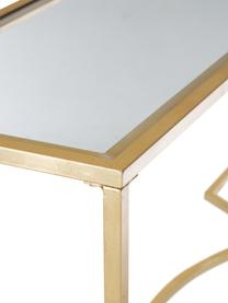 Sidetable Sia met glasplaat, Frame: gelakt metaal, Tafelblad: glas,gehard, Frame: gouden plaat: transparant, B 160 x D 40 cm