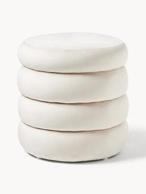 Pouf en velours avec rangement Alto, Velours blanc cassé, Ø 44 x haut. 48 cm