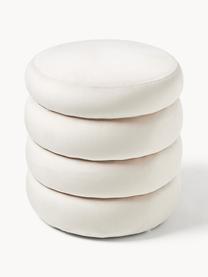 Pouf en velours avec rangement Alto, Velours blanc cassé, Ø 44 x haut. 48 cm