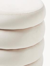 Pouf en velours avec rangement Alto, Velours blanc cassé, Ø 44 x haut. 48 cm