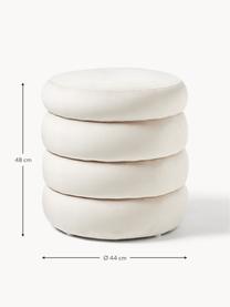 Pouf en velours avec rangement Alto, Velours blanc cassé, Ø 44 x haut. 48 cm