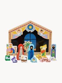 Handgefertigte Spiel-Weihnachtskrippe The Crib, 14er-Set, Mitteldichte Holzfaserplatte (MDF), Bunt, B 30 x H 25 cm