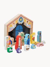 Crèche de Noël artisanale The Crib, 14 élém., MDF, Multicolore, larg. 30 x haut. 25 cm