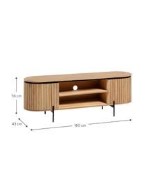 TV stolek z mangového dřeva Licia, Mangové dřevo, černá, Š 160 cm, V 56 cm