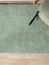 Tappeto morbido a pelo lungo Leighton, Retro: 70% poliestere, 30% coton, Verde menta, Larg. 80 x Lung. 150 cm (taglia XS)