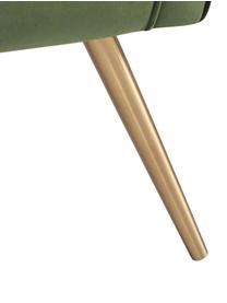 Poltrona ad ala in velluto verde Bodiva, Rivestimento: poliestere (velluto), Piedini: metallo verniciato, Verde bosco, ottonato, Larg. 82 x Prof. 88 cm