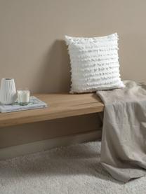 Housse de coussin 45x45 blanche Jessie, 88 % coton, 7 % viscose, 5 % lin, Blanc, larg. 45 x long. 45 cm