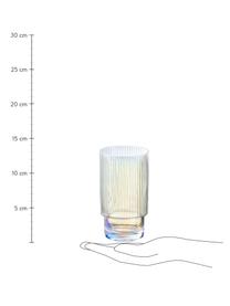 Vasos iridiscente con relieve Minna de Guglielmo Scilla, 4 uds., Vidrio soplado artesanalmente, Cromo, transparente, iridiscente, Ø 8 x Al 14 cm