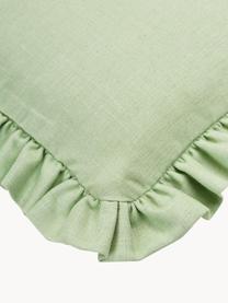 Povlak na polštář s volánky Camille, 60 % polyester, 25 % bavlna, 15 % len, Mátově zelená, Š 45 cm, D 45 cm