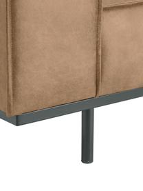 Leder-Sofa Abigail (3-Sitzer) in Braungrau mit Metall-Füssen, Bezug: Lederfaserstoff (70% Lede, Beine: Metall, lackiert, Leder Braungrau, B 230 x T 95 cm