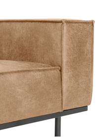 Leder-Sofa Abigail (3-Sitzer) in Braungrau mit Metall-Füßen, Bezug: Lederfaserstoff (70% Lede, Beine: Metall, lackiert, Leder Braungrau, B 230 x T 95 cm