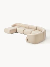 Set divano componibile Sofia, Rivestimento: 100% polipropilene Il riv, Struttura: legno di abete, truciolat, Piedini: plastica Il materiale uti, Tessuto beige chiaro, Larg. 404 x Prof. 231 cm, chaise longue a destra