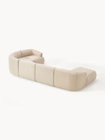 Sofá rinconera modular Sofia, Tapizado: 100% polipropileno Alta r, Estructura: madera de abeto, tablero , Patas: plástico El material util, Tejido beige claro, An 404 x F 231 cm, chaise longue derecha