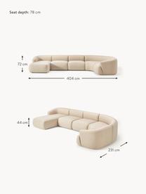 Set divano componibile Sofia, Rivestimento: 100% polipropilene Il riv, Struttura: legno di abete, truciolat, Piedini: plastica Il materiale uti, Tessuto beige chiaro, Larg. 404 x Prof. 231 cm, chaise longue a destra