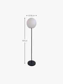 Mobiele dimbare outdoor vloerlamp Luny, Lampenkap: polyethyleen, Lampvoet: gecoat metaal, Wit, zwart, Ø 30 x H 150 cm