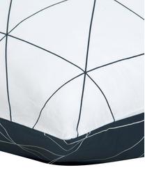 Baumwoll-Wendekissenbezug Marla mit grafischem Muster, Webart: Renforcé Fadendichte 144 , Dunkelblau, Weiss, B 50 x L 70 cm