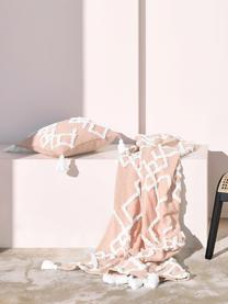 Koc z tuftowaną dekoracją Tikki, 100% bawełna, Brudny różowy, S 130 x D 170 cm