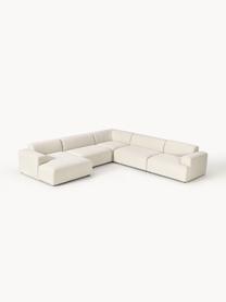 Divano ampio Melva, Rivestimento: 100% poliestere Con 115.0, Struttura: legno massiccio di pino e, Piedini: plastica Questo prodotto , Tessuto bianco latte, Larg. 339 x Prof. 339 cm, chaise-longue a destra