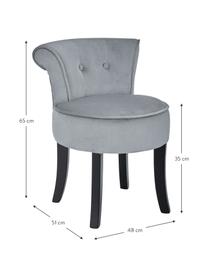 Tabouret en velours avec dossier Alison, Velours gris, larg. 48 x haut. 65 cm