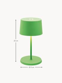 Lampada da tavolo portatile a LED luce regolabile Olivia Pro, Lampada: alluminio rivestito, Verde chiaro, Ø 11 x Alt. 22 cm