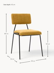 Sedie imbottite in velluto a coste Mats 2 pz, Gambe: metallo verniciato a polv, Sottostruttura: compensato Questo prodott, Velluto a coste giallo senape, nero, Larg. 50 x Prof. 52 cm