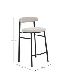 Tabouret de bar blanc crème Doggi, Blanc crème, larg. 44 x haut. 84 cm