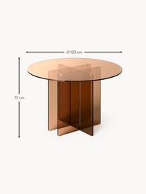 Kulatý skleněný jídelní stůl Anouk, Ø 120 cm, Sklo, Hnědá, Ø 120 cm