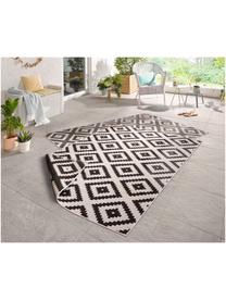 Alfombra reversible de interior y exterior Malta, Negro, crema, L 150 x An 80 cm