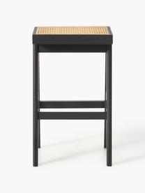 Tabouret de bar en cannage Sissi, Noir, beige clair, larg. 46 x haut. 75 cm