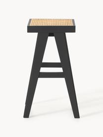 Tabouret de bar en cannage Sissi, Noir, beige clair, larg. 46 x haut. 75 cm