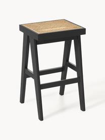 Tabouret de bar en cannage Sissi, Noir, beige clair, larg. 46 x haut. 75 cm