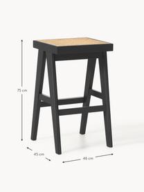 Tabouret de bar en cannage Sissi, Noir, beige clair, larg. 46 x haut. 75 cm