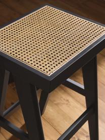 Tabouret de bar en cannage Sissi, Noir, beige clair, larg. 46 x haut. 75 cm