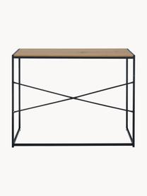Úzký psací stůl ze dřeva a kovu Seaford, Béžová ve vzhledu dřeva, černá, Š 100 cm, H 45 cm