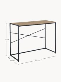 Bureau étroit Seaford, Beige dans aspect bois, noir, larg. 100 x prof. 45 cm