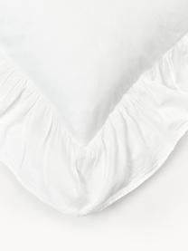 Taie d'oreiller en percale de coton délavé avec volants Louane, Blanc, larg. 50 x long. 70 cm