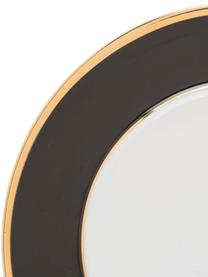 Porcelánová podložka pod talíř se zlatým okrajem Ginger, 6 ks, Porcelán, Bílá, černá, zlatá, Ø 27 cm