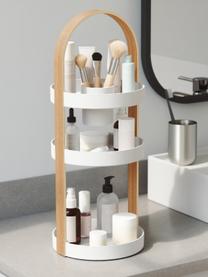 Organizador de cosméticos Bellwood, Estantes: plástico, Asa: madera, Blanco, Ø 20 x Al 50 cm