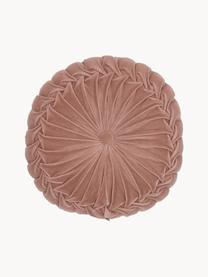 Cojín redondo de terciopelo Kanan, con relleno, Funda: terciopelo 100% algodón, Rosa palo, Ø 40 cm