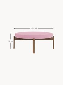 Pouf in legno di noce Passage, Rivestimento: tessuto, Struttura: legno di noce, Tessuto rosa, legno di noce, Ø 99 x Alt. 38 cm