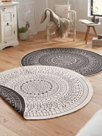 Tapis rond réversible intérieur-extérieur noir et crème Porto, Noir, blanc crème, Ø 140 cm (taille M)