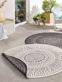 Tapis rond réversible intérieur-extérieur noir et crème Porto, Noir, blanc crème, Ø 140 cm (taille M)