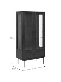 Armoire vitrée Angus, Noir, transparent