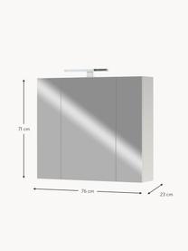 Bad-Spiegelschrank Elisa mit LED-Beleuchtung, Korpus: Spanplatte, melaminbeschi, Spiegelfläche: Spiegelglas, Off White, Silberfarben, B 76 x H 71 cm