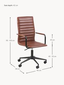 Kunstleder-Schreibtischstuhl Winslow, höhenverstellbar, Bezug: Kunstleder (Polyurethan), Sitzfläche: 24 kg/m³, Rückenlehne: 18 kg/m³, Gestell: Metall, pulverbeschichtet, Kunstleder Nougat, Schwarz, B 45 x T 58 cm