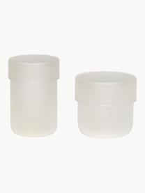 Handgefertigte Aufbewahrungsdosen Pop, 2er-Set, Glas, Weiß, semi-transparent, Set mit verschiedenen Größen