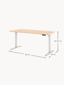 Höhenverstellbarer Schreibtisch Y-Line, Gestell: Metall, pulverbeschichtet, Tischplatte: Spanplatte, melaminharzbe, Hellbeige, Weiß, B 160 x T 80 cm