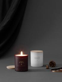 Vela perfumada Snö (frutas de invierno y madera), Recipiente: vidrio, Blanco, Tapa: madera de haya, Ø 4 x Al 6 cm