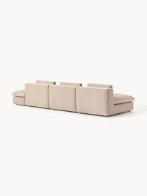 Modulares XL-Sofa Felix (3-Sitzer) mit Hocker, Bezug: 100 % Polyester Der strap, Gestell: Massives Kiefern- und Fic, Füße: Kunststoff Dieses Produkt, Webstoff Beige, B 360 x T 140 cm